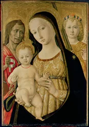 Madonna e Criança com São João Batista e São Miguel Arcanjo, c.1485-95 (têmpera no painel)